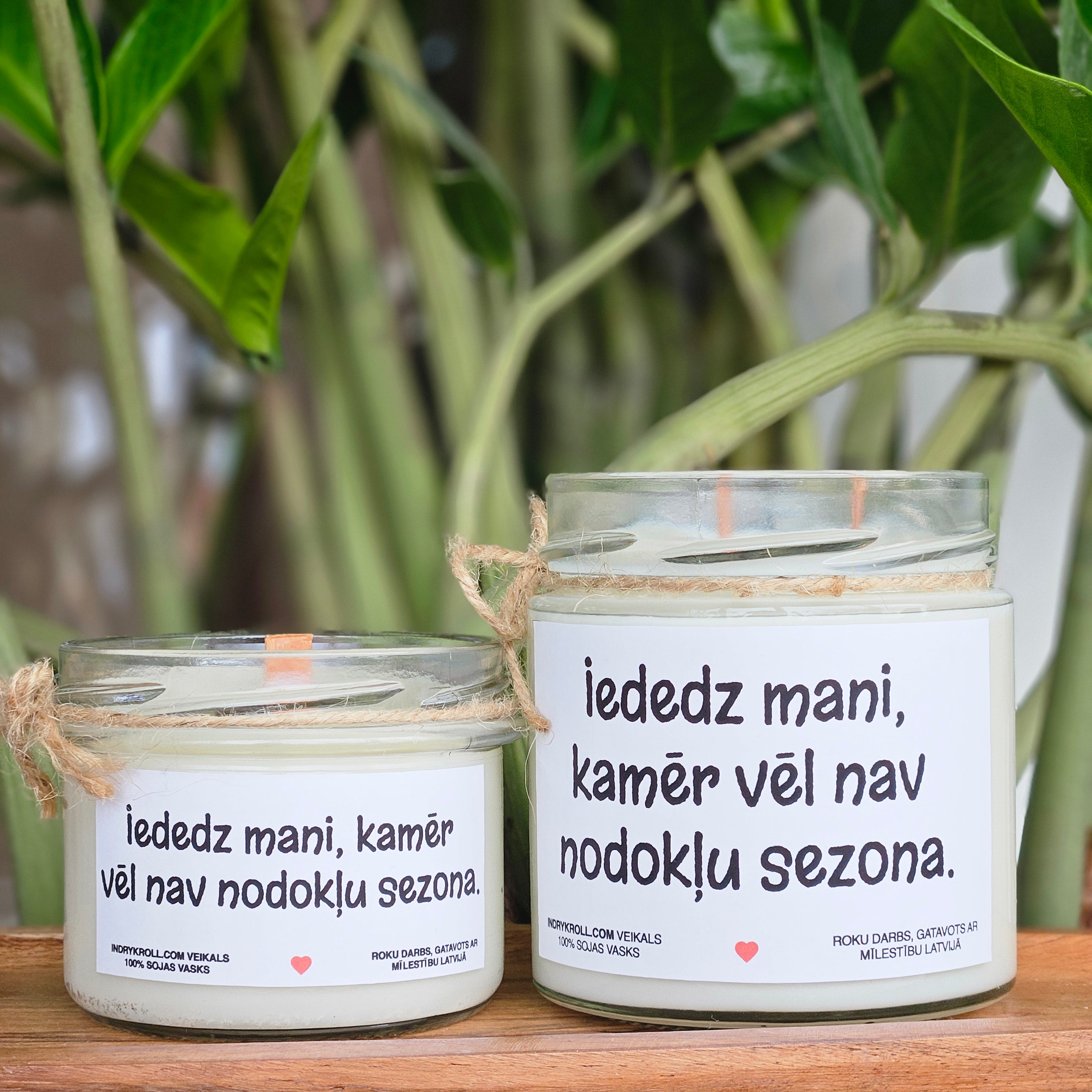 Iededz mani, kamēr vēl nav nodokļu sezona | Sojas svece ar koka dakti
