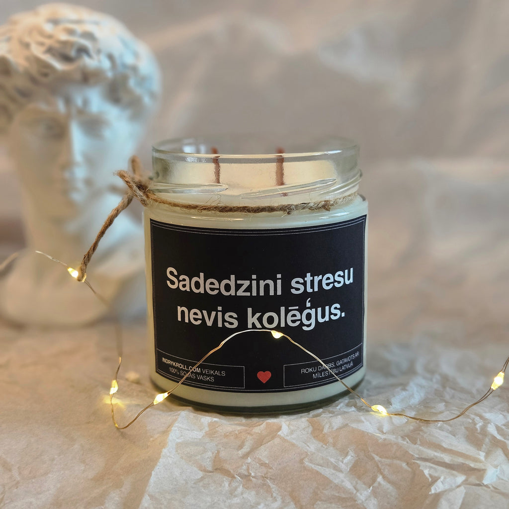 Iededz mani, kamēr vēl nav nodokļu sezona | Sojas svece ar koka dakti
