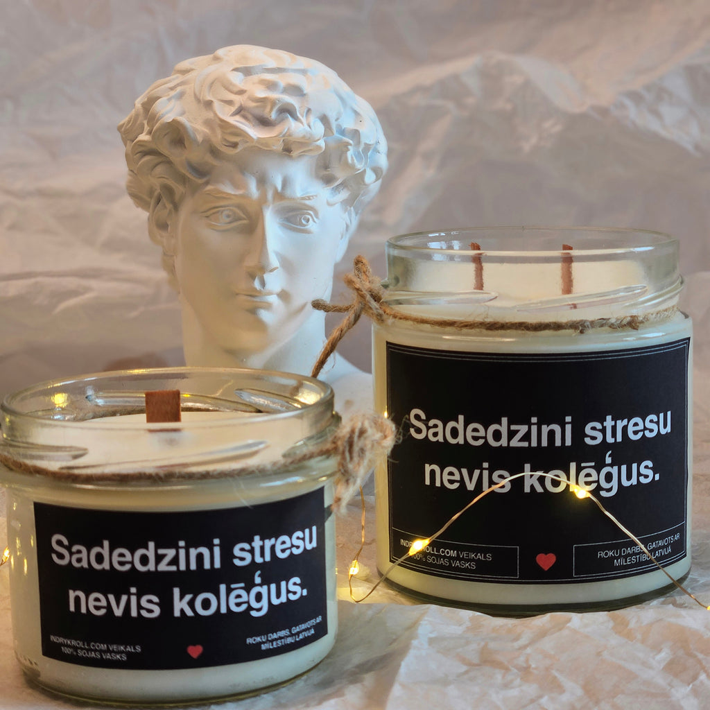 Iededz mani, kamēr vēl nav nodokļu sezona | Sojas svece ar koka dakti