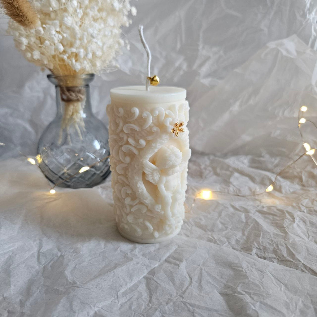 Decorative Angel Pillar Candle – Detailed Sculptural Candle | 145g | 9cm