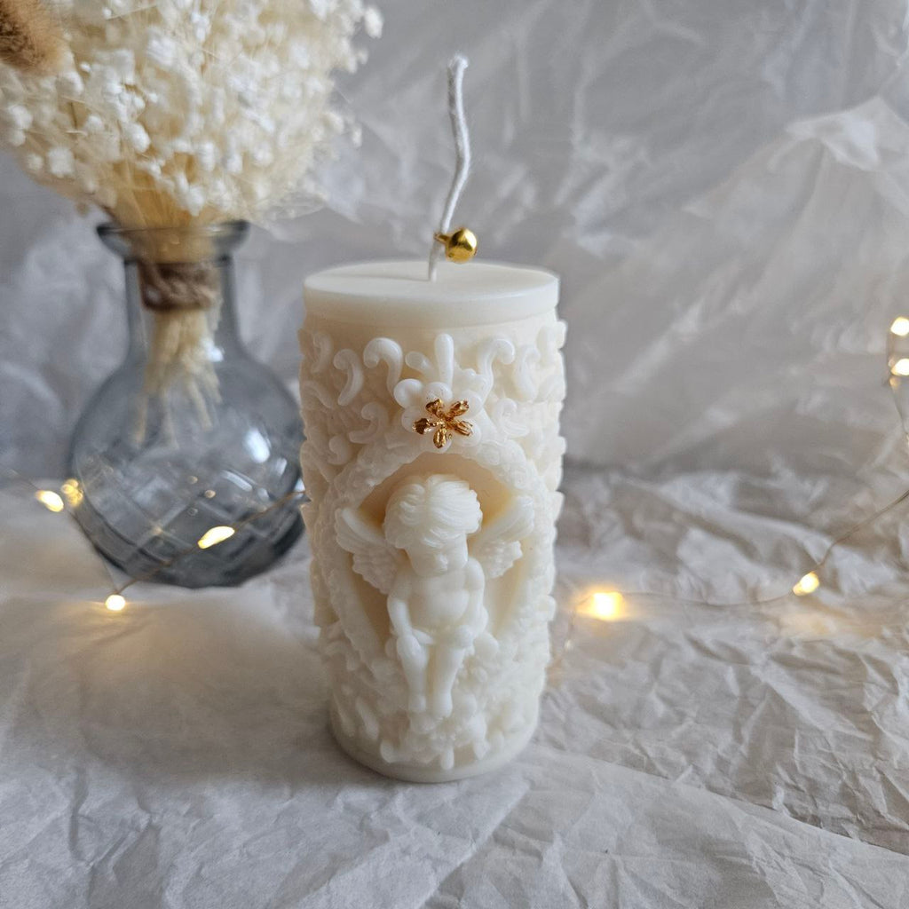 Decorative Angel Pillar Candle – Detailed Sculptural Candle | 145g | 9cm
