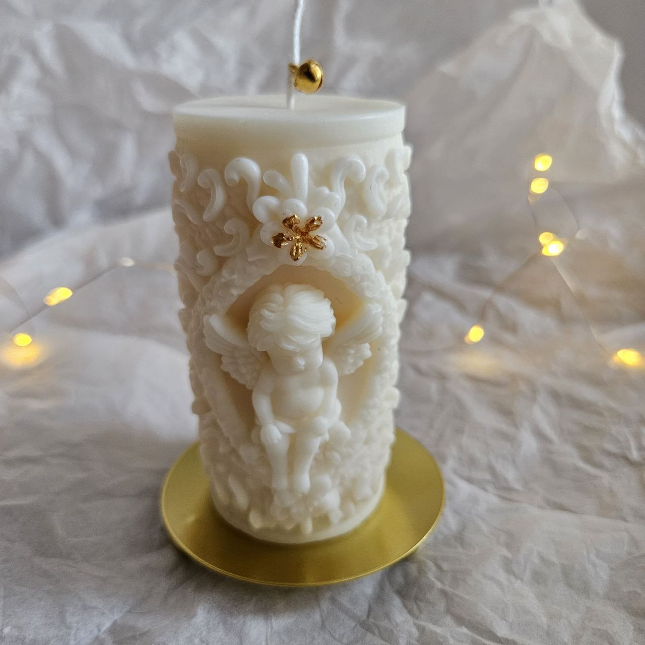 Decorative Angel Pillar Candle – Detailed Sculptural Candle | 145g | 9cm