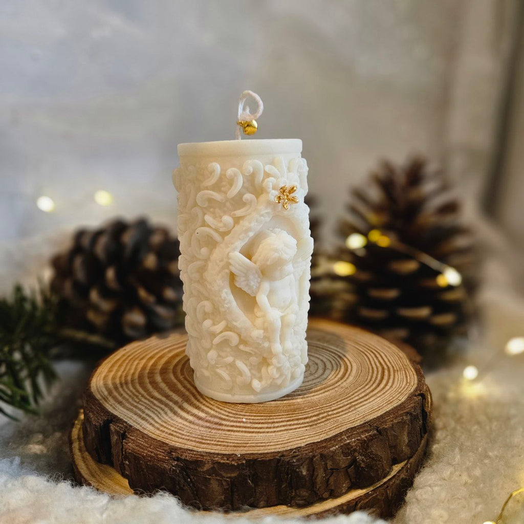 Decorative Angel Pillar Candle – Detailed Sculptural Candle | 145g | 9cm
