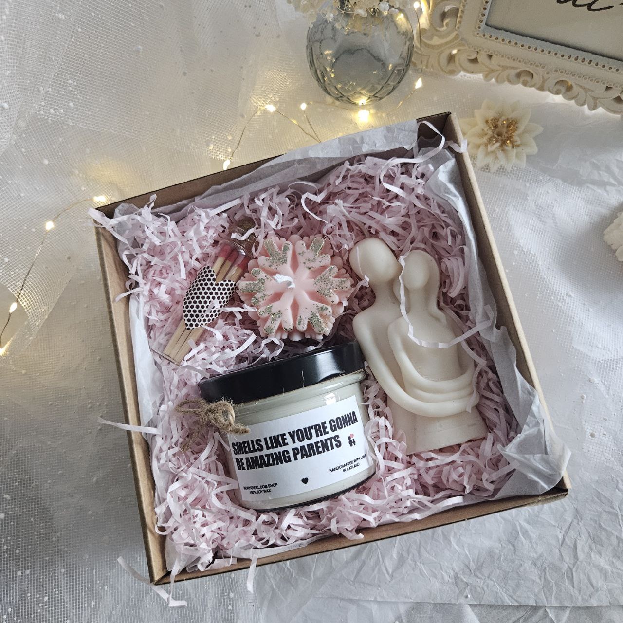 Baby Shower Candle Gift Set — Large Jar Candle, Angel & Snowflake