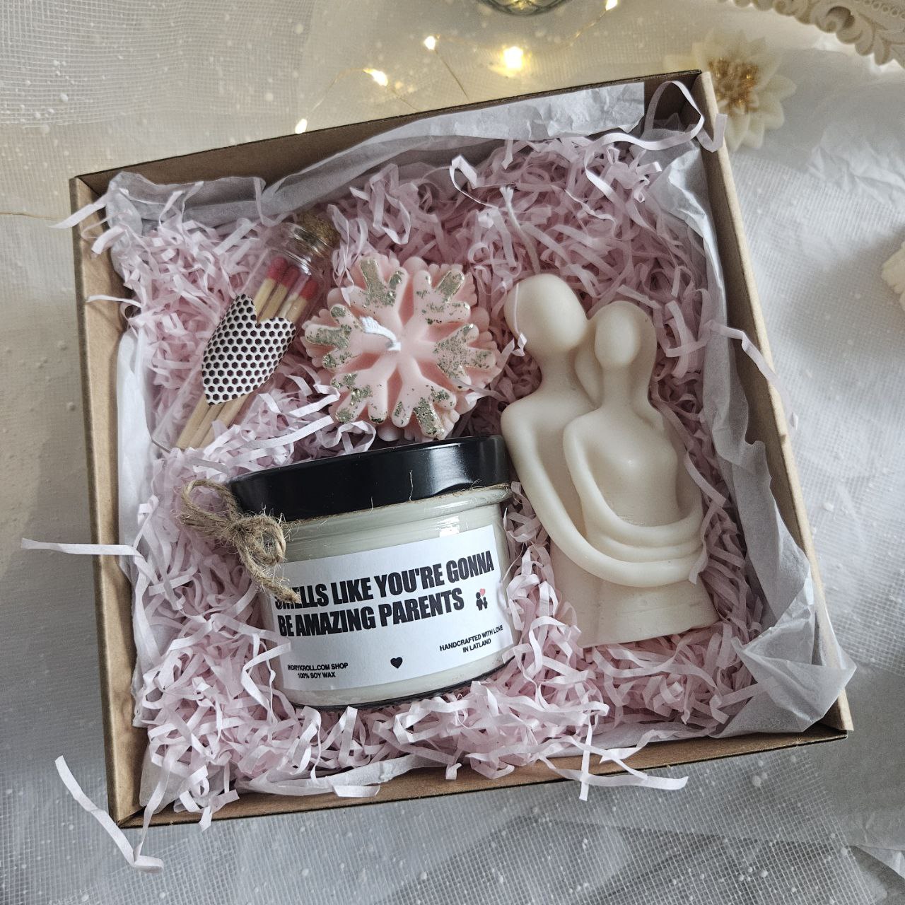 Baby Shower Candle Gift Set — Large Jar Candle, Angel & Snowflake