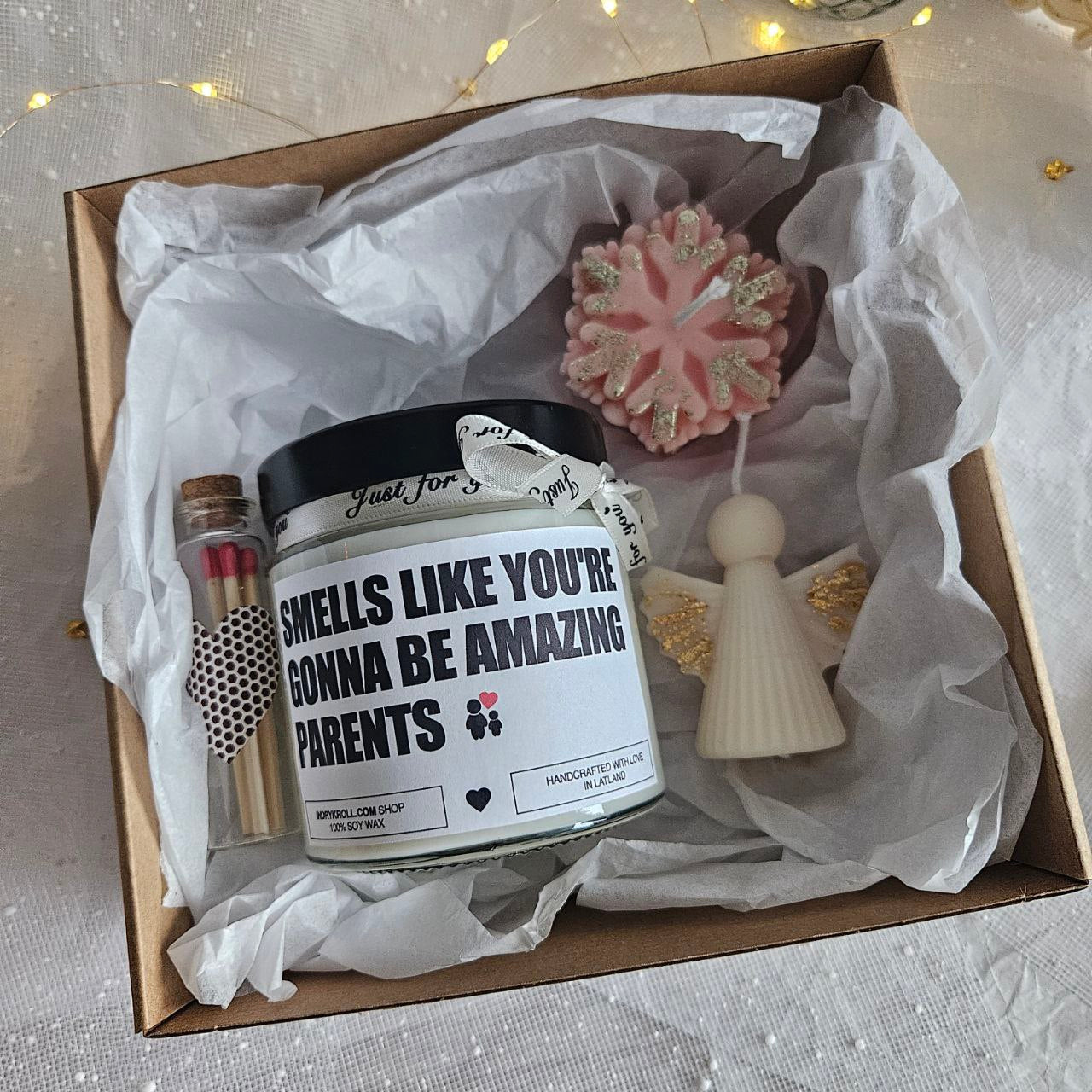 Baby Shower Candle Gift Set — Large Jar Candle, Angel & Snowflake