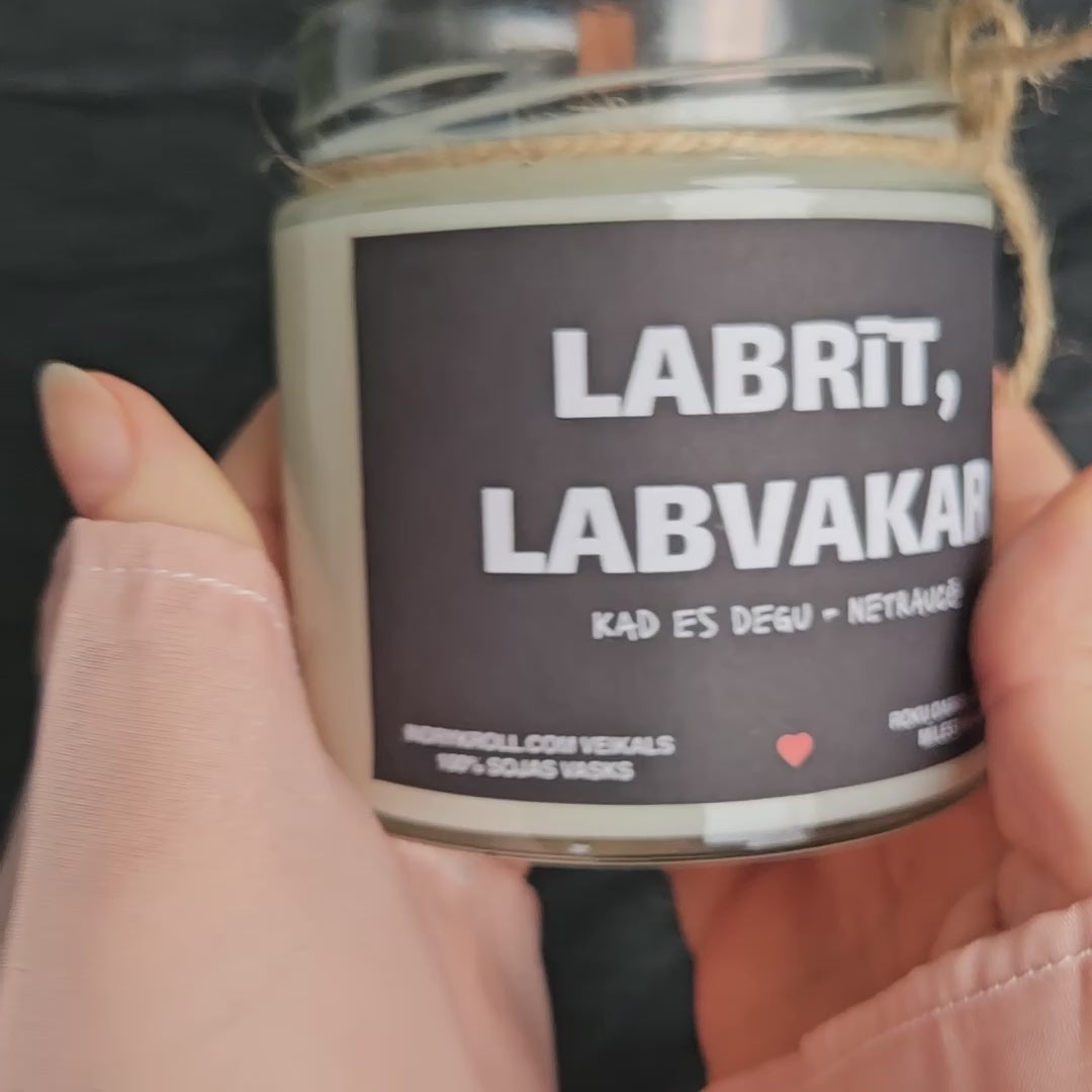 Labrīt, labvakar | Sojas svece ar koka dakti